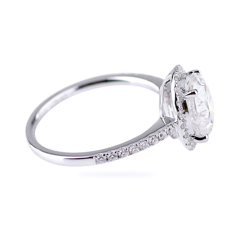 1.5 CT Oval Cut Diamond White Gold Over On 925 Sterling Silver Halo Engagement Ring