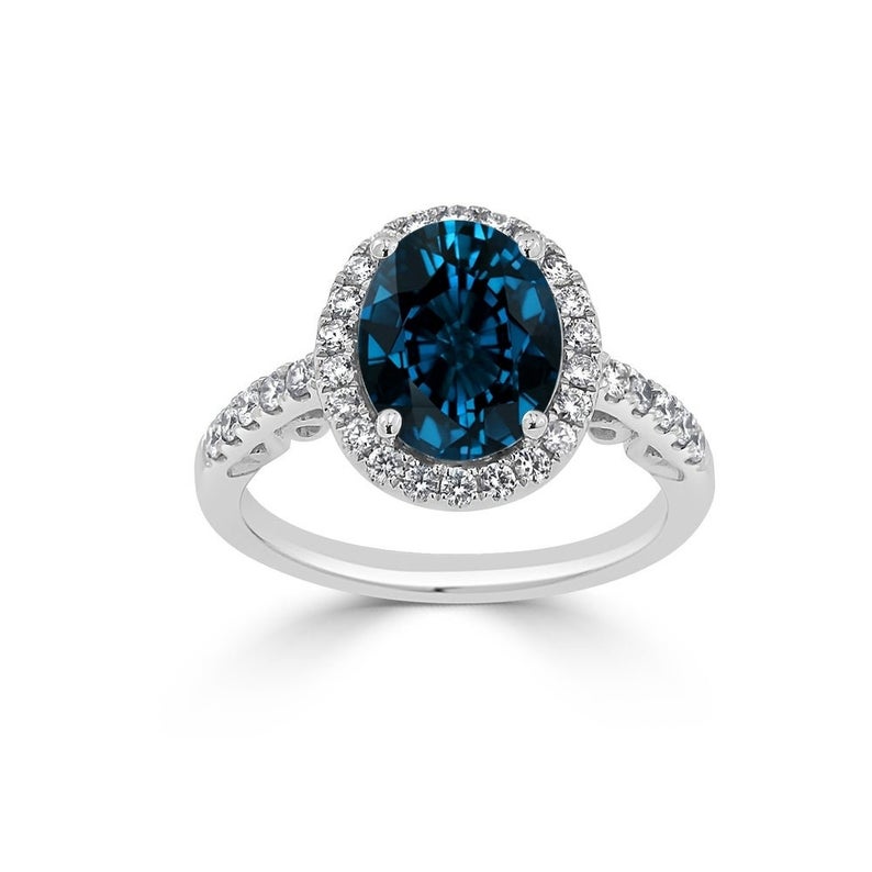2 CT Round Cut London Blue Topaz Diamond 925 Sterling Silver Halo Anniversary Ring