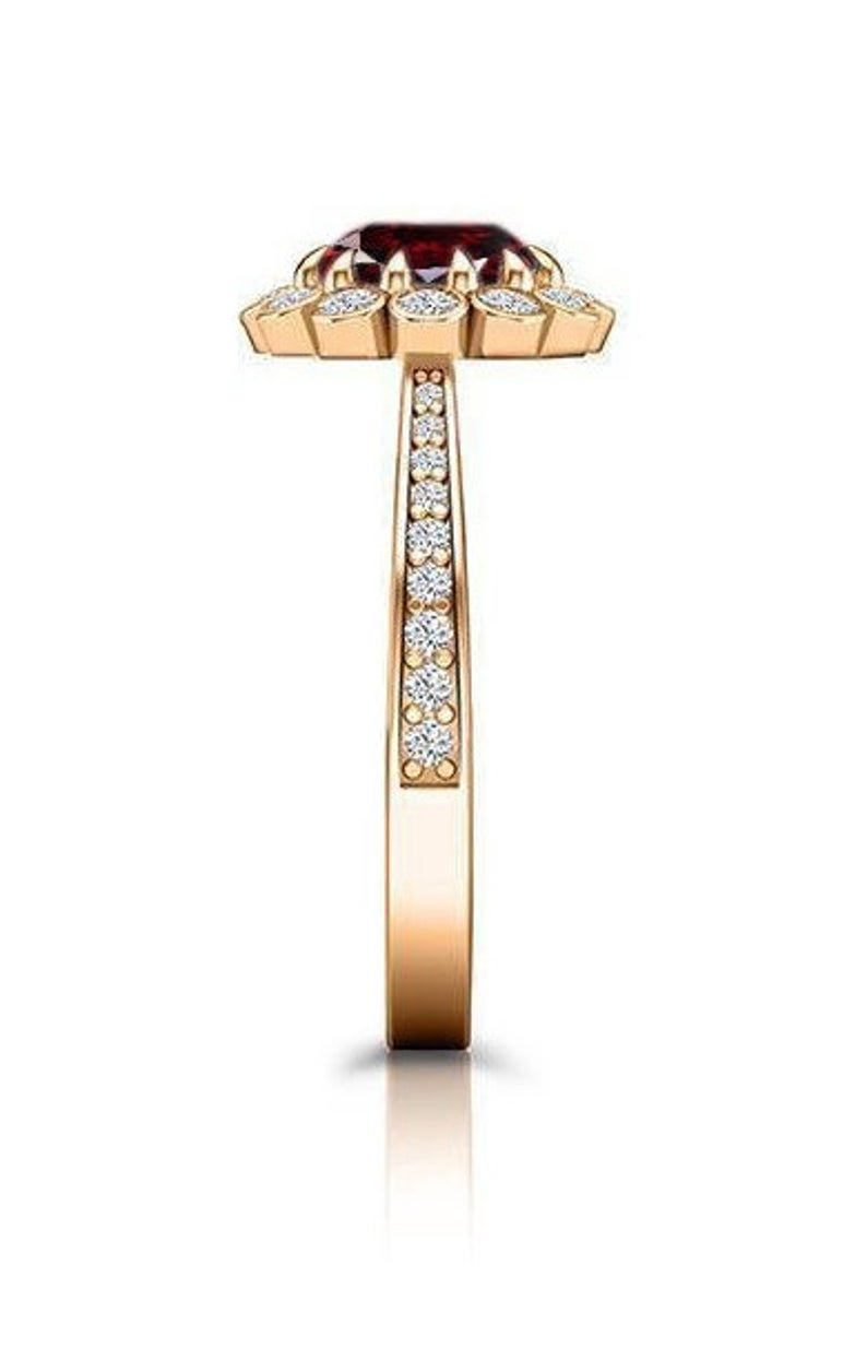 3 CT Round Cut Red Garnet Diamond 925 Sterling Silver Halo Wedding Ring