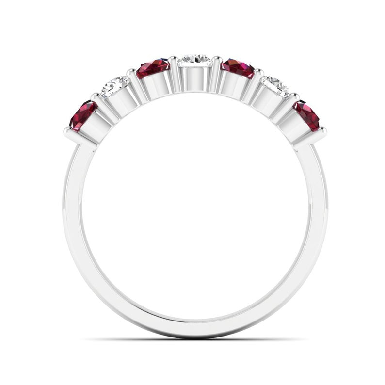 1.20 CT Round Cut Ruby & White CZ 925 Sterling Silver Wedding Band Ring