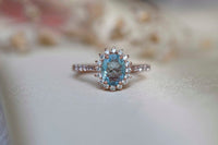 2 CT Oval Cut Blue Topaz Diamond 925 Sterling Silver Halo Engagement Ring