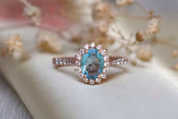 2 CT Oval Cut Blue Topaz Diamond 925 Sterling Silver Halo Engagement Ring