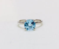 1 CT Round Cut Blue Topaz Diamond 925 Sterling Silver Solitaire Promise Ring