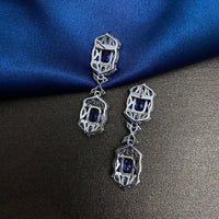 4.50 Ct Cushion Cut Blue Sapphire Engagement Wedding Dangle Earrings In 925 Sterling Silver