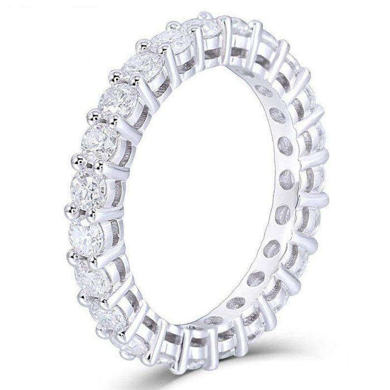 1 CT Round Cut Diamond 925 Sterling Silver Full Eternity Wedding Band Ring