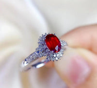 2.75 Ct Oval Cut Red Ruby Vintage Halo Engagement Ring White Gold Over On 925 Sterling Silver