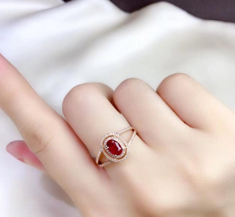 2.50 Ct Oval Cut Pink Ruby Yellow Gold Over On 925 Sterling Silver Double Halo Wedding Ring