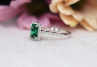1 CT Cushion Cut Emerald Diamond 925 Sterling Silver Halo Anniversary Ring For Women