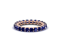 0.50 CT Round Cut Blue Sapphire Rose Gold Over On 925 Sterling Silver Full Eternity Wedding Band Ring