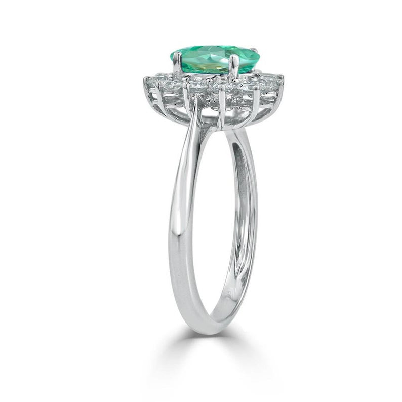 1 CT Oval Cut Green Emerald Diamond White Gold Over On 925 Sterling Silver Halo Anniversary Gift Ring