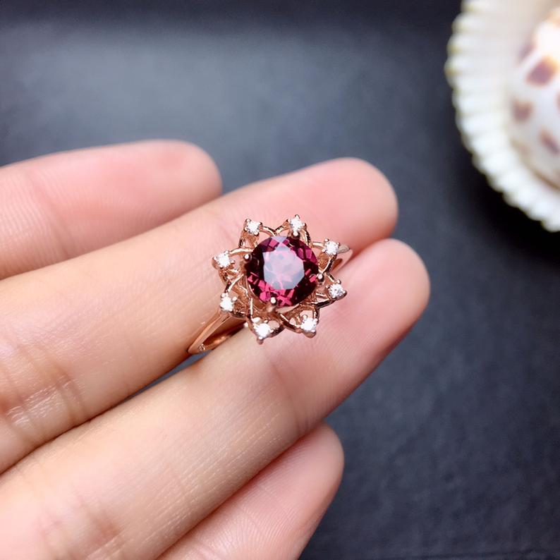 1 Ct Round Cut Pink Tourmaline Gorgeous Floral Ring Rose Gold Over On 925 Sterling Silver