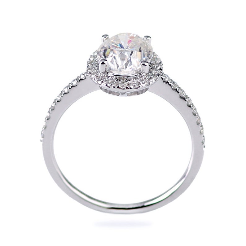 1.5 CT Oval Cut Diamond 925 Sterling Silver Halo Engagement Ring For Her