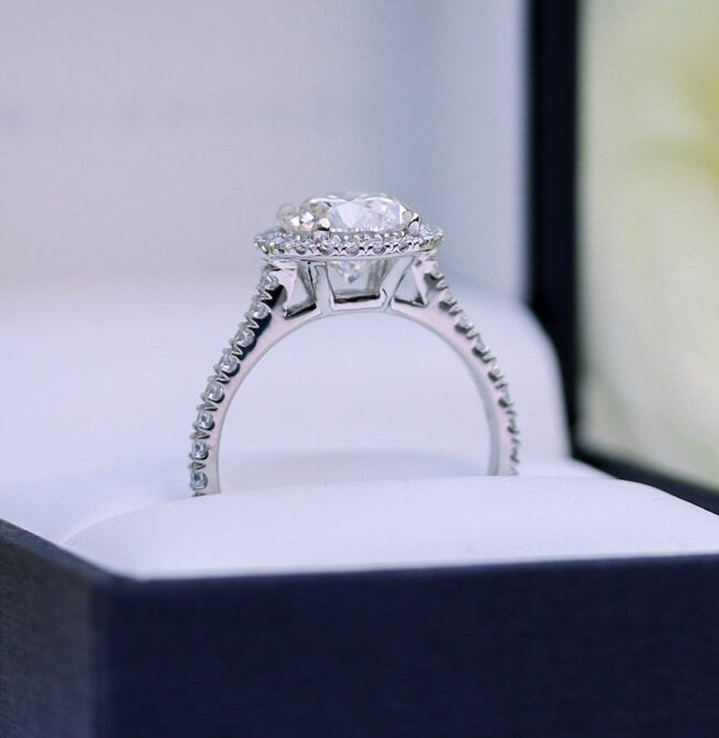 1 CT Round Cut Diamond White Gold Over On 925 Sterling Silver Halo Engagement Ring