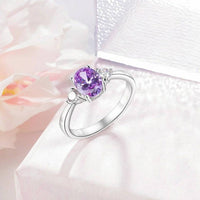 1 CT Oval Cut Amethyst Diamond White Gold Over On 925 Sterling Silver Three Stone promise Ring