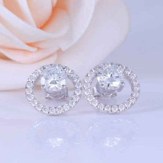 1.75 Ct Round Cut Diamond 925 Sterling Silver Halo Stud Earrings Anniversary Gift For Her
