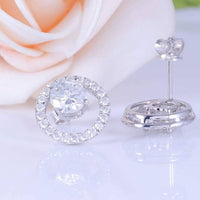 1.75 Ct Round Cut Diamond 925 Sterling Silver Halo Stud Earrings Anniversary Gift For Her