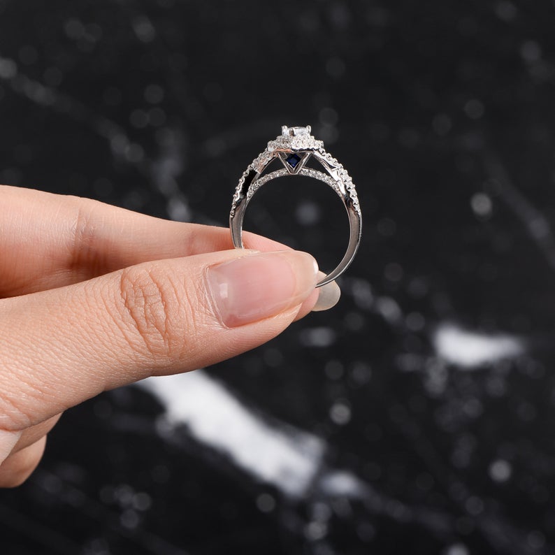 1 CT Pear & Round Cut White Diamond White Gold Over On 925 Sterling Silver Bridal Ring Set Gift for Her