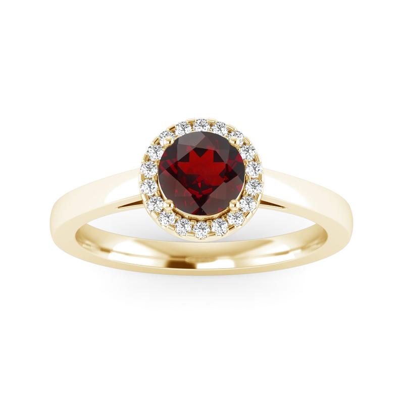 1 CT Round Cut Red Garnet Diamond 925 Sterling Silver Halo Engagement Ring