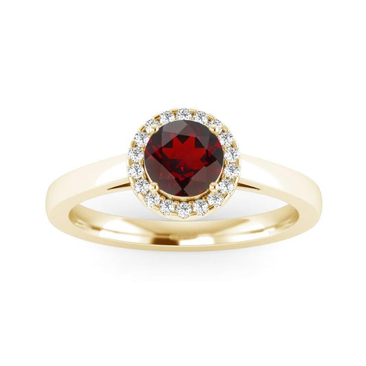 1 CT Round Cut Red Garnet Diamond 925 Sterling Silver Halo Engagement Ring