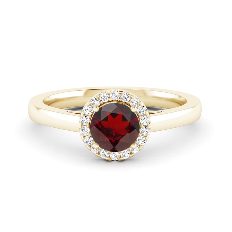 1 CT Round Cut Red Garnet Diamond 925 Sterling Silver Halo Engagement Ring