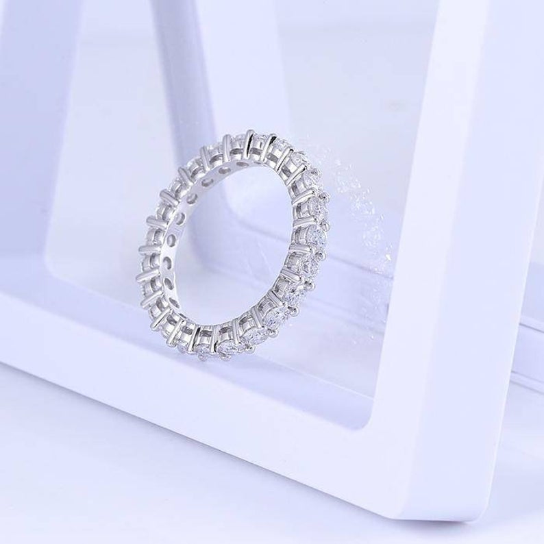 1 CT Round Cut Diamond 925 Sterling Silver Full Eternity Wedding Band Ring