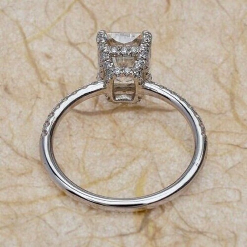 1 CT Emerald Cut Diamond 925 Sterling Silver Solitaire With Accent Ring - atjewels.in