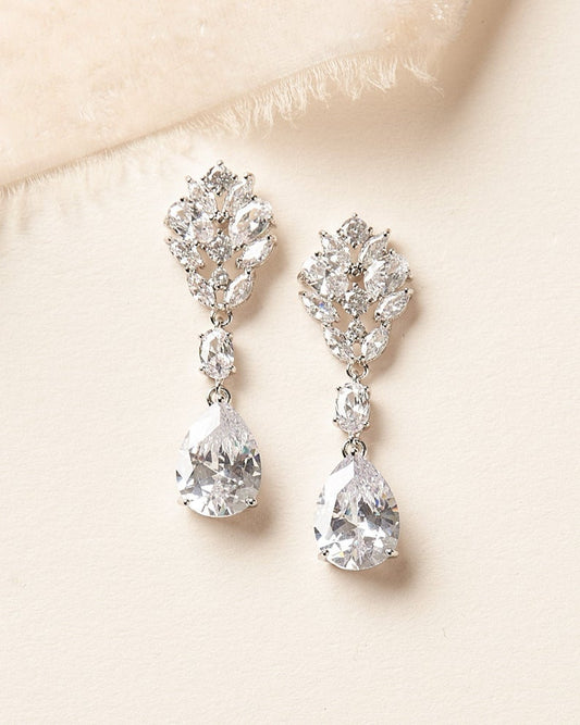 3.50 Ct Brilliant Cut Diamond 925 Sterling Silver Teardrop Bridal Engagement Earrings