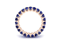 0.50 CT Round Cut Blue Sapphire Rose Gold Over On 925 Sterling Silver Full Eternity Wedding Band Ring