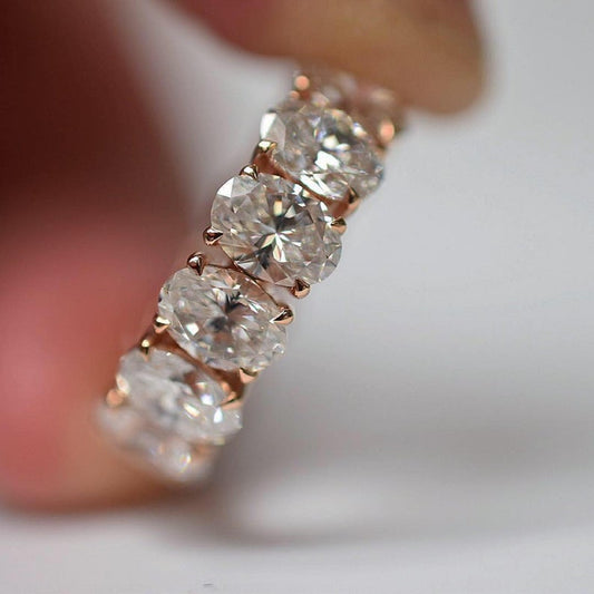 2 CT Oval Cut Diamond Rose Gold Over On 925 Sterling Silver Full Eternity Wedding Band Ring