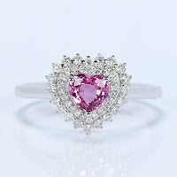 1 CT Heart Cut Pink Sapphire Diamond White Gold Over On 925 Sterling Silver Double Halo Engagement Ring