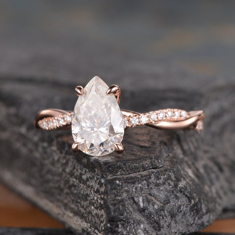 2.50 Ct Pear Cut Rose Gold Over On 925 Sterling Silver Infinity Engagement Ring - atjewels.in