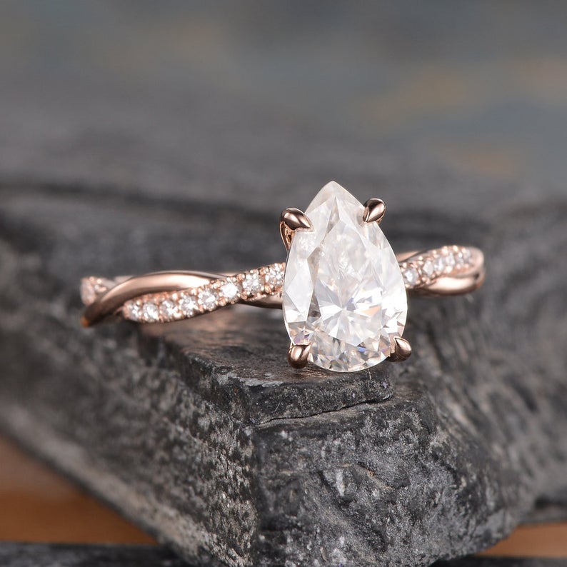 2.50 Ct Pear Cut Rose Gold Over On 925 Sterling Silver Infinity Engagement Ring - atjewels.in