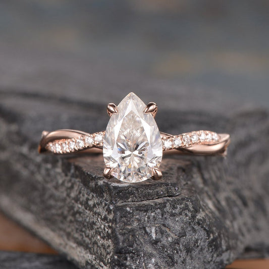 2.50 Ct Pear Cut Rose Gold Over On 925 Sterling Silver Infinity Engagement Ring - atjewels.in