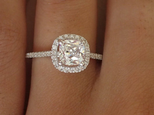 3.0 CT Cushion Cut Diamond 925 Sterling Silver Halo Promise Wedding Ring