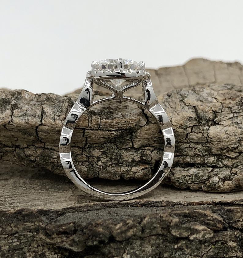 1.50 CT Round Cut Diamond White Gold Over On 925 Sterling Silver Halo Wedding Ring