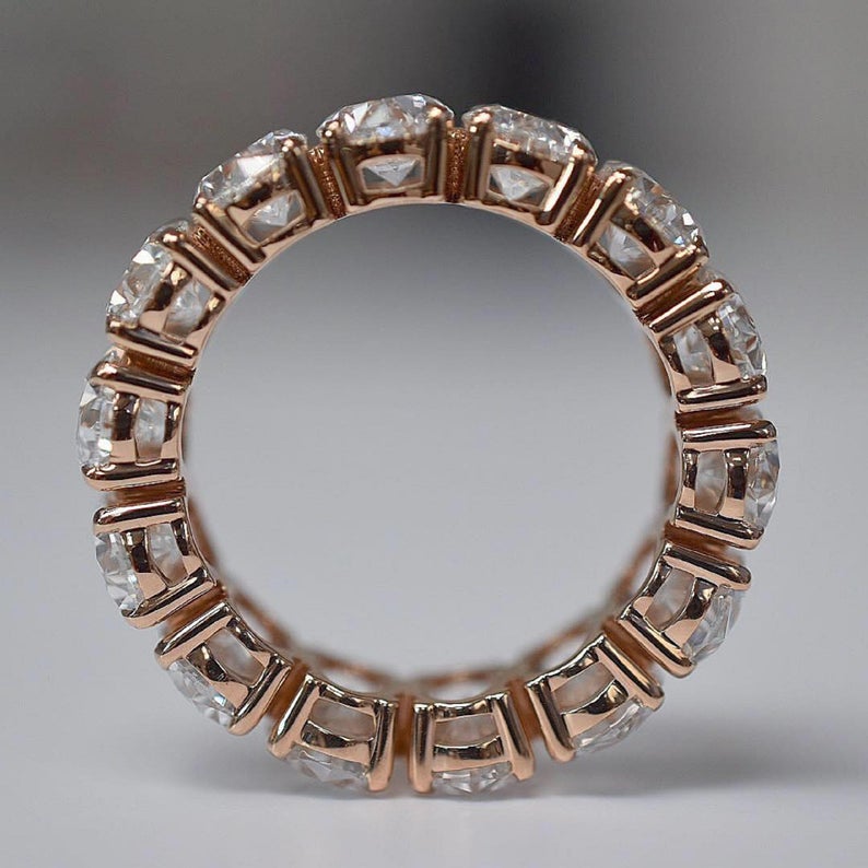 2 CT Oval Cut Diamond Rose Gold Over On 925 Sterling Silver Full Eternity Wedding Band Ring