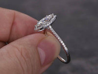 1 CT Marquise Cut Diamond 925 Sterling Silver Halo Engagement Ring