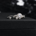 1 CT Pear & Round Cut White Diamond White Gold Over On 925 Sterling Silver Bridal Ring Set Gift for Her