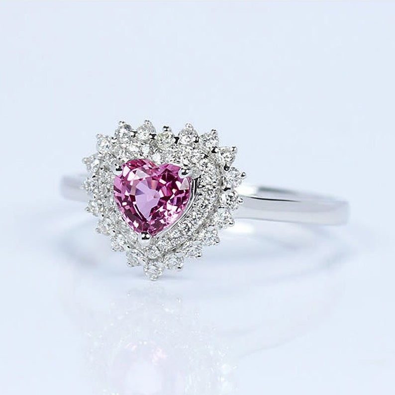 Men's Classic Luxury Heart Shaped Zircon Ring Romantic - Temu