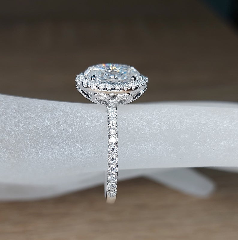 2 CT Oval Cut Diamond 925 Sterling Silver Halo Engagement Ring
