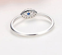 0.25 CT 925 Sterling Silver Blue Sapphire Round Cut Diamond Anniversary Promise Ring