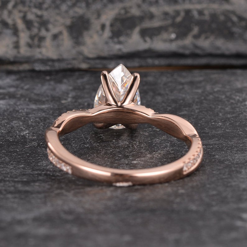 2.50 Ct Pear Cut Rose Gold Over On 925 Sterling Silver Infinity Engagement Ring