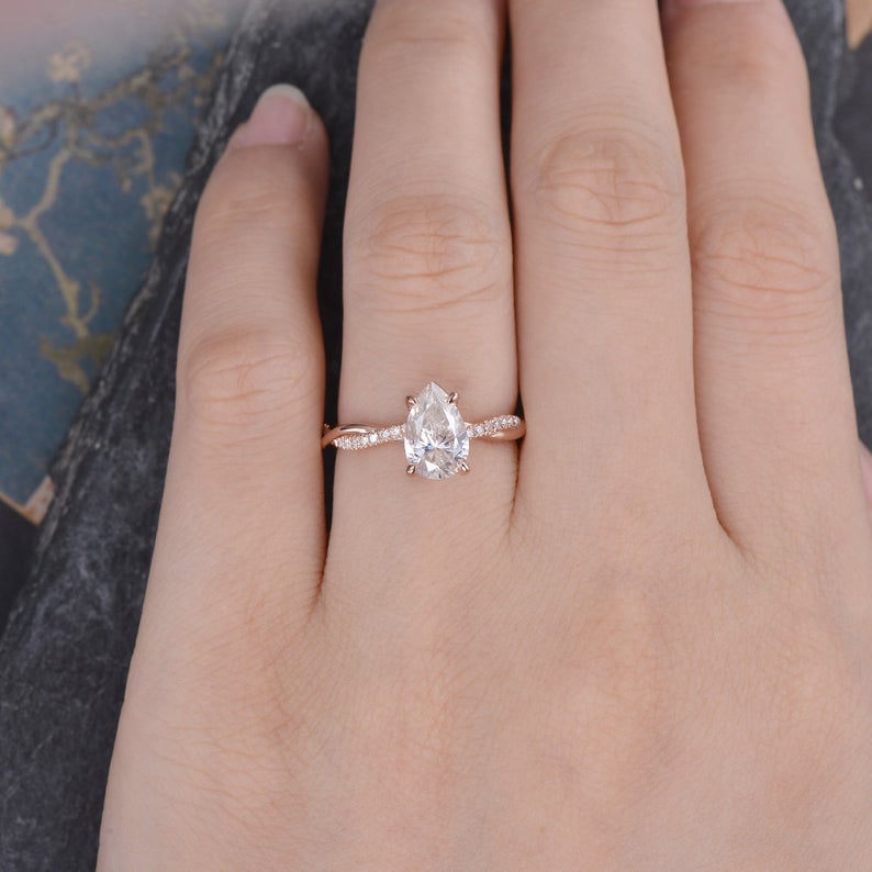 2.50 Ct Pear Cut Rose Gold Over On 925 Sterling Silver Infinity Engagement Ring - atjewels.in