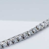 10 CT Round Cut CZ Diamond White Gold Over On 925 Sterling Silver Tennis 7" Delicate Bracelet for Men/Women