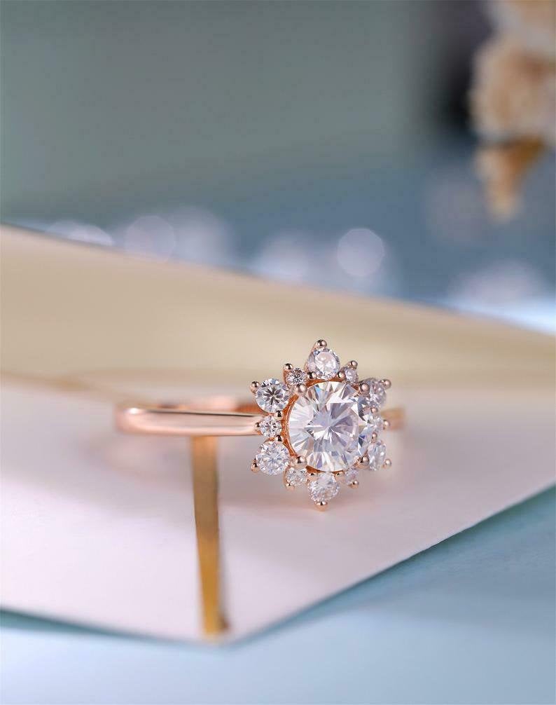 2 CT Round Cut Diamond 925 Sterling Silver Halo Wedding Gift Ring For Her