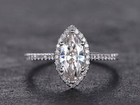 1 CT Marquise Cut Diamond 925 Sterling Silver Halo Engagement Ring