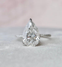 1 CT Pear Cut White Diamond White Gold Over On 925 Sterling Silver Solitaire With Accents Engagement Ring