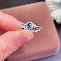 1 Ct Oval Cut Blue Sapphire Halo Diamond 925 Sterling Silver Split Shank Engagement Ring