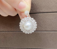 2.75 Ct Brilliant Cut Diamond & Round Sea Pearl 925 Sterling Silver Necklace Pendant