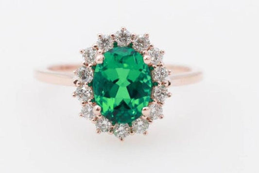 1 CT Oval Cut Green Emerald Diamond 925 Sterling Silver Anniversary Ring For Her